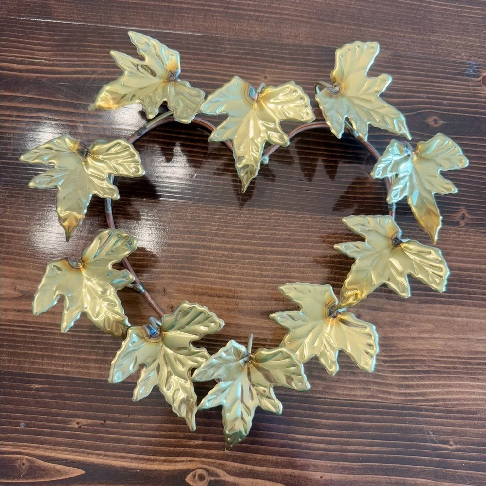 Vintage Home Interiors Brass Leaf Heart Shaped Wall‎ Art